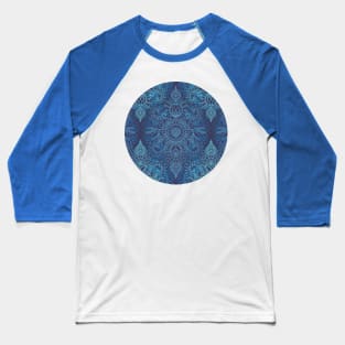 Aqua, Cobalt Blue & Purple Protea Doodle Pattern Baseball T-Shirt